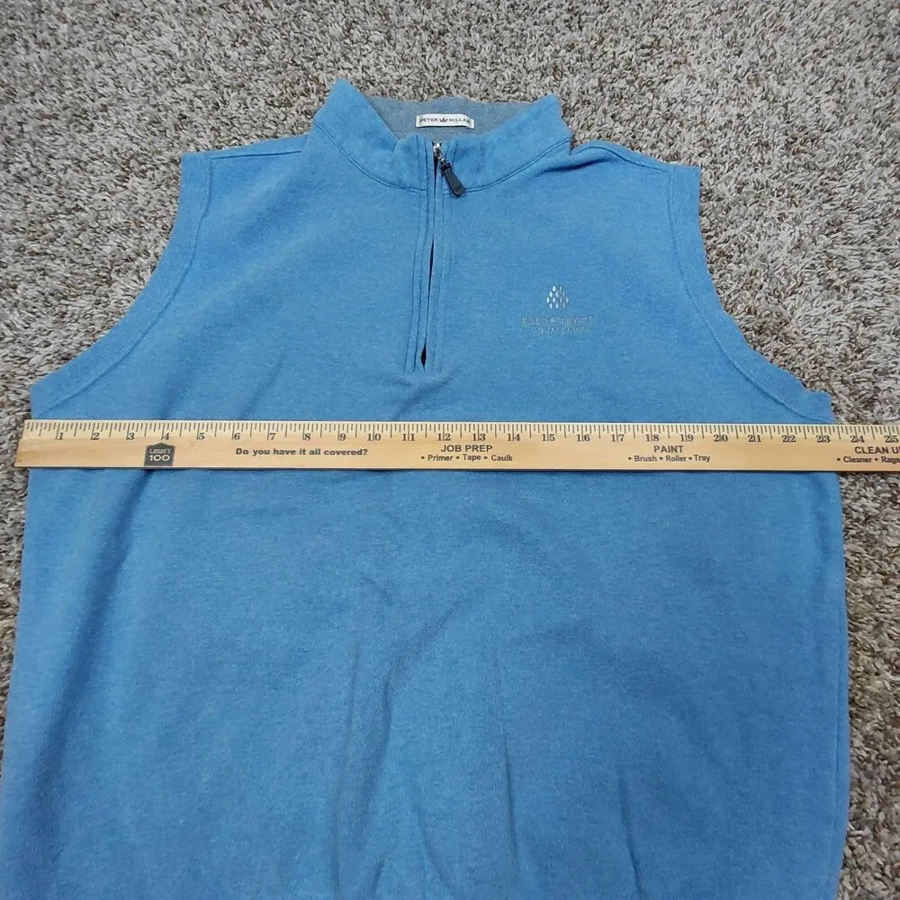 Peter Millar 1/4 Zip Sweater Vest Mens Large Blue Cotton Keene Trace Golf Club